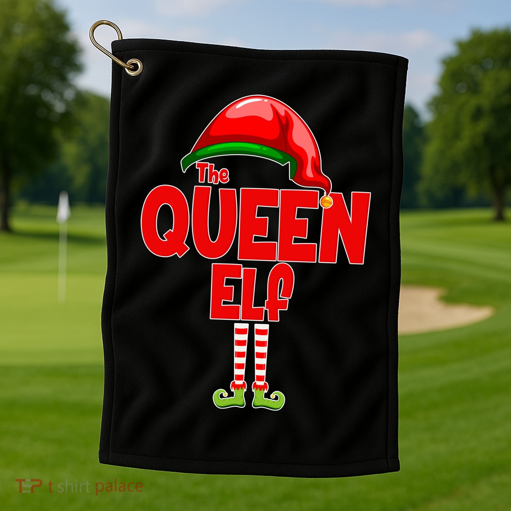 The Queen Elf Christmas Golf Towel