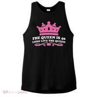 The Queen Is 40 Funny 40th Birthday Ladies PosiCharge Tri-Blend Wicking Tank thumb 0