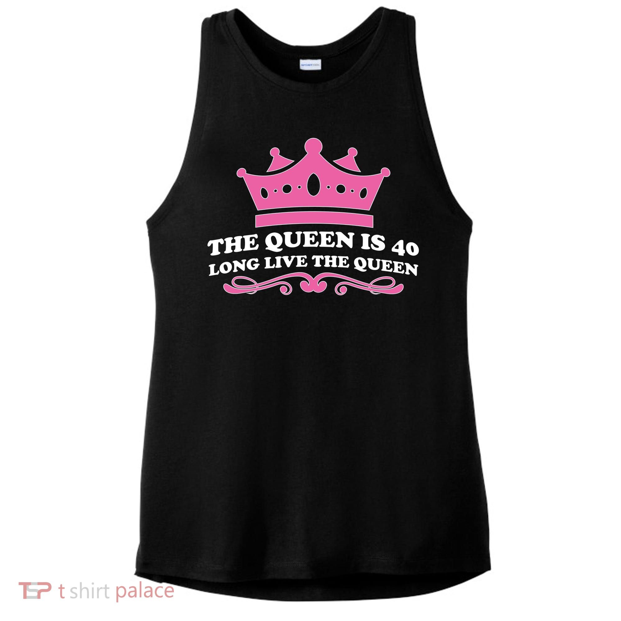 The Queen Is 40 Funny 40th Birthday Ladies PosiCharge Tri-Blend Wicking Tank