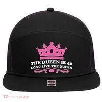 The Queen Is 40 Funny 40th Birthday 7 Panel Mesh Trucker Snapback Hat thumb 0