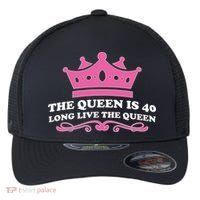 The Queen Is 40 Funny 40th Birthday Flexfit Unipanel Trucker Cap thumb 0