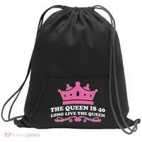 The Queen Is 40 Funny 40th Birthday Sweatshirt Cinch Pack Bag thumb 0