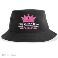 The Queen Is 40 Funny 40th Birthday Sustainable Bucket Hat thumb 0