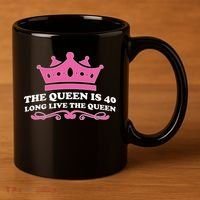 The Queen Is 40 Funny 40th Birthday 11oz C Handle Ceramic Mug thumb 3