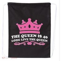 The Queen Is 40 Funny 40th Birthday Drawstring Bag thumb 0