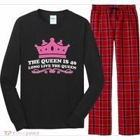 The Queen Is 40 Funny 40th Birthday Long Sleeve Pajama Set thumb 0