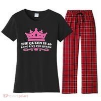 The Queen Is 40 Funny 40th Birthday Women's Flannel Pajama Set thumb 0