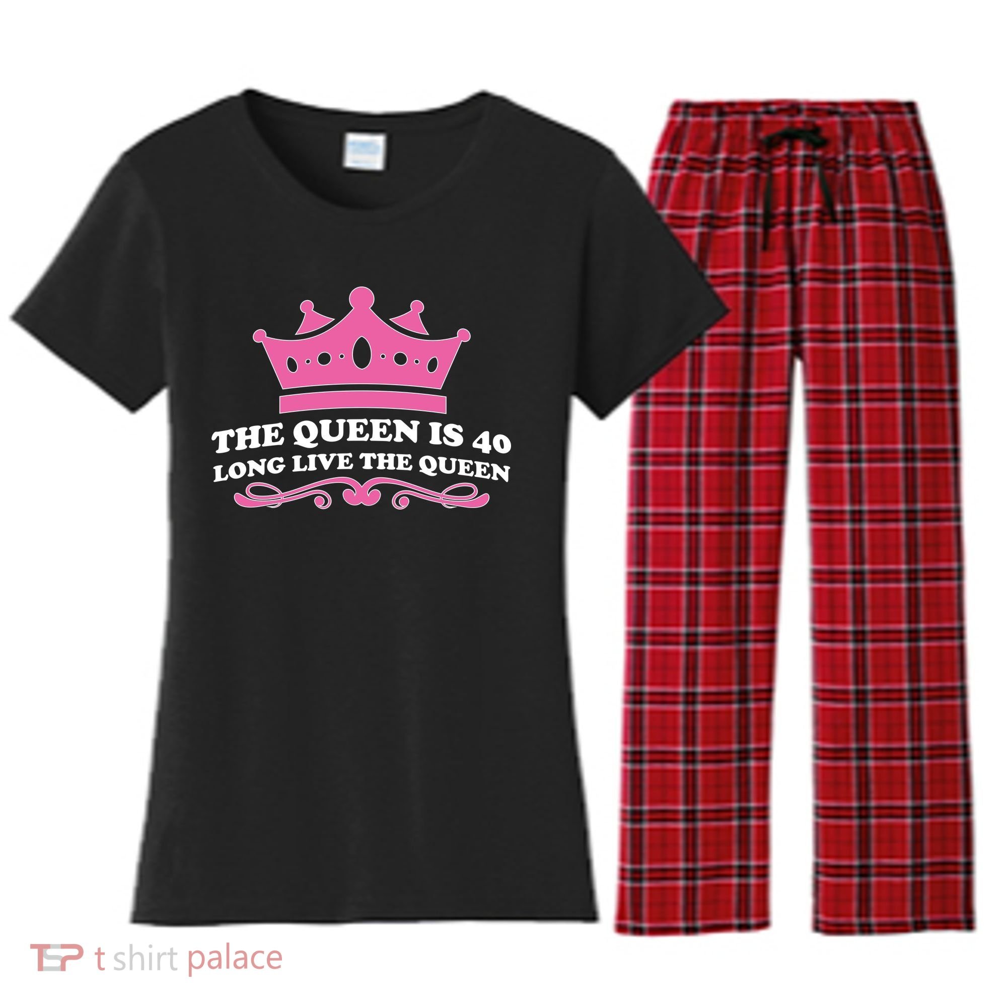 The Queen Is 40 Funny 40th Birthday Women's Flannel Pajama Set