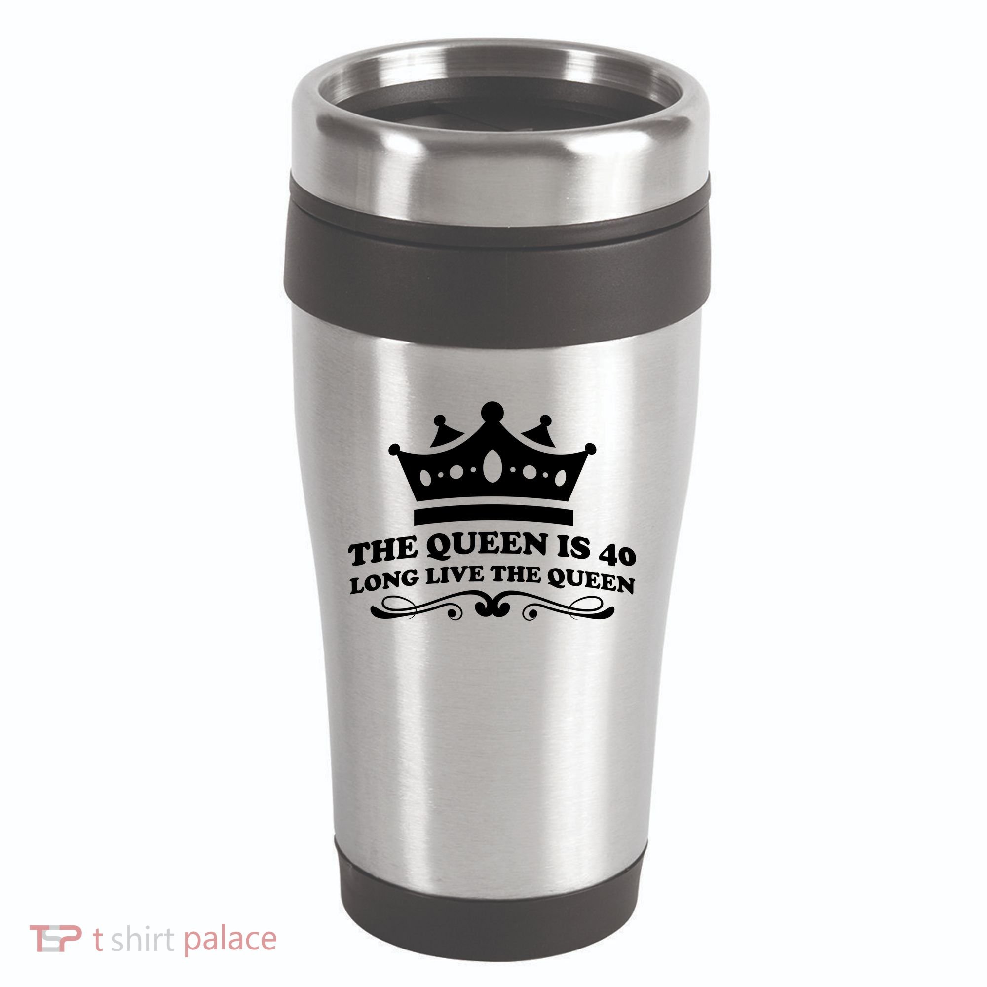 The Queen Is 40 Funny 40th Birthday 16oz Travel Tumbler