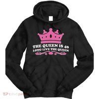 The Queen Is 40 Funny 40th Birthday Tie Dye Hoodie thumb 0