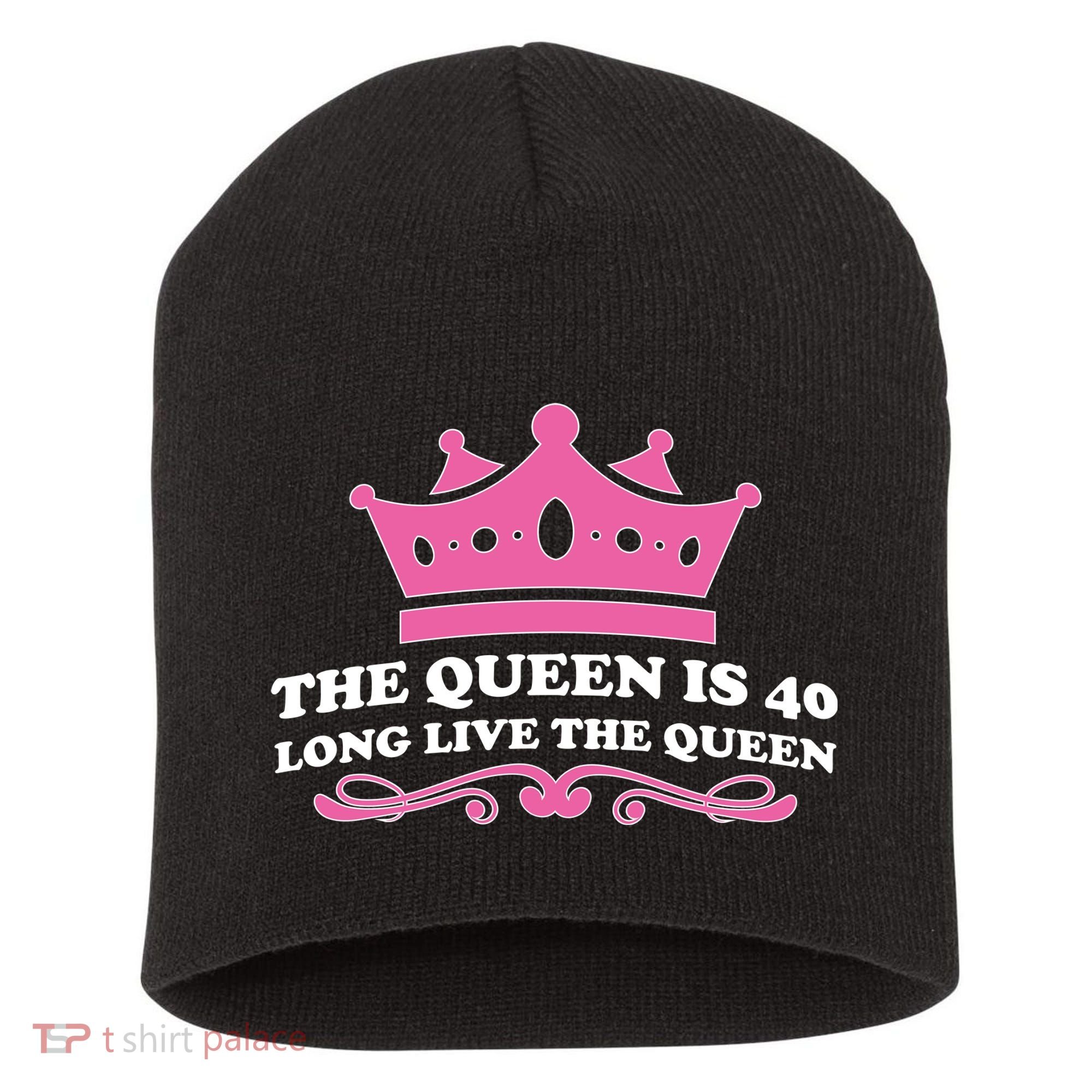The Queen Is 40 Funny 40th Birthday Short Acrylic Beanie