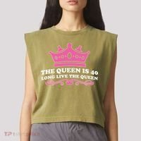 The Queen Is 40 Funny 40th Birthday Garment-Dyed Women's Muscle Tee thumb 2