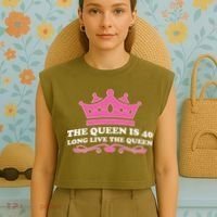 The Queen Is 40 Funny 40th Birthday Garment-Dyed Women's Muscle Tee thumb 4