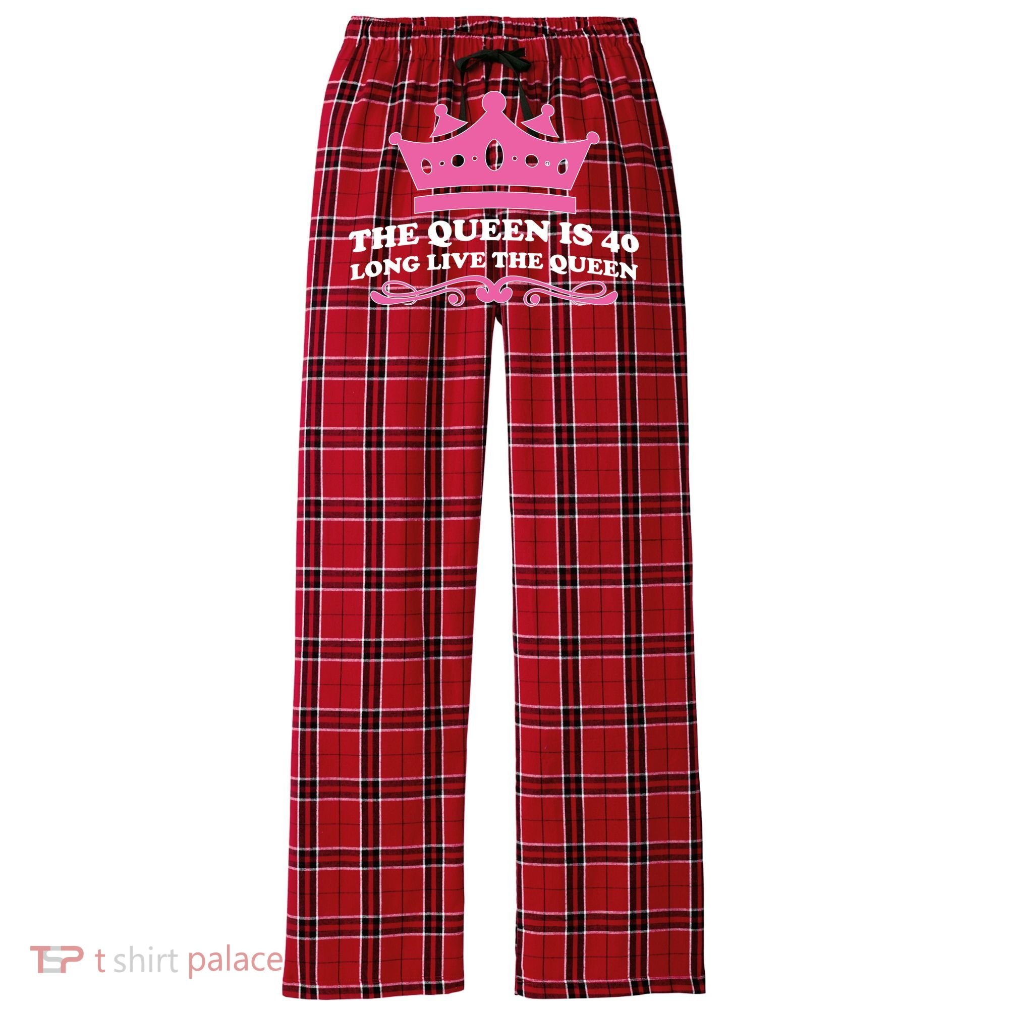 The Queen Is 40 Funny 40th Birthday Women's Flannel Plaid Pajama Pants