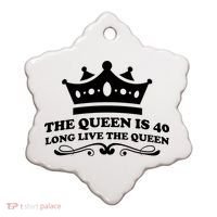 The Queen Is 40 Funny 40th Birthday Ceramic Ornament thumb 0