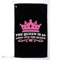 The Queen Is 50 Funny 50th Birthday Golf Towel thumb 0
