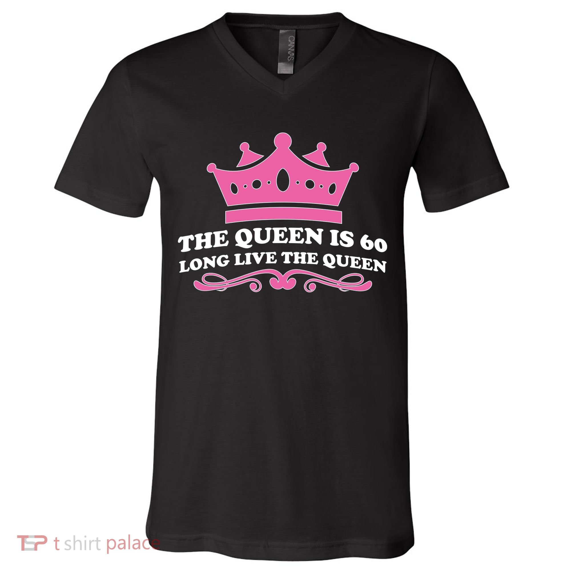The Queen Is 60 Funny 60th Birthday V-Neck T-Shirt