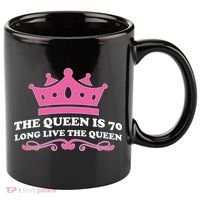 The Queen Is 70 Funny 70th Birthday 11oz C Handle Ceramic Mug thumb 0