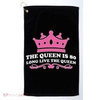 The Queen Is 80 Funny 80th Birthday Golf Towel thumb 0