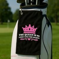 The Queen Is 80 Funny 80th Birthday Golf Towel thumb 2