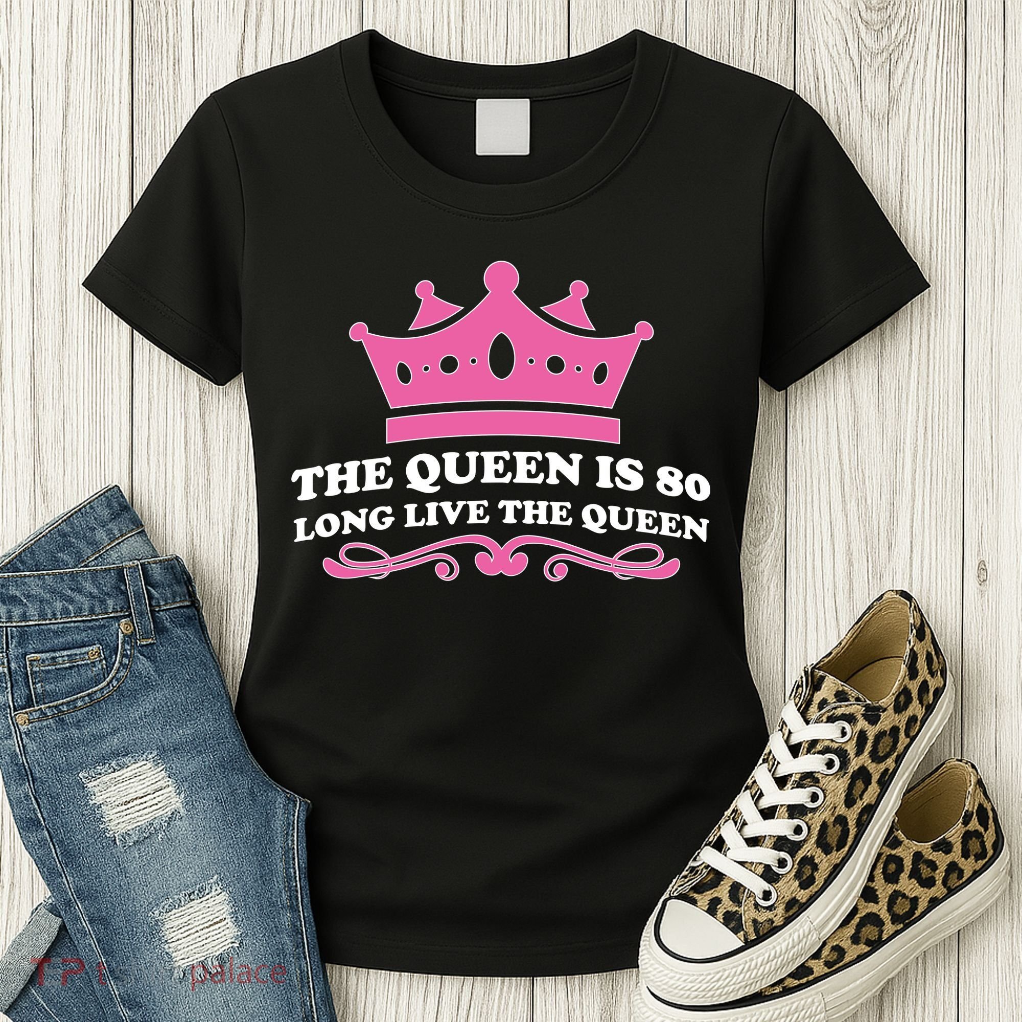 The Queen Is 80 Funny 80th Birthday Women's T-Shirt