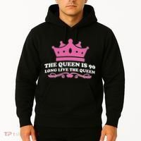 The Queen Is 90 Funny 90th Birthday Hoodie thumb 2