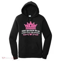 The Queen Is 90 Funny 90th Birthday Women's Hoodie thumb 0