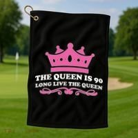 The Queen Is 90 Funny 90th Birthday Golf Towel thumb 1