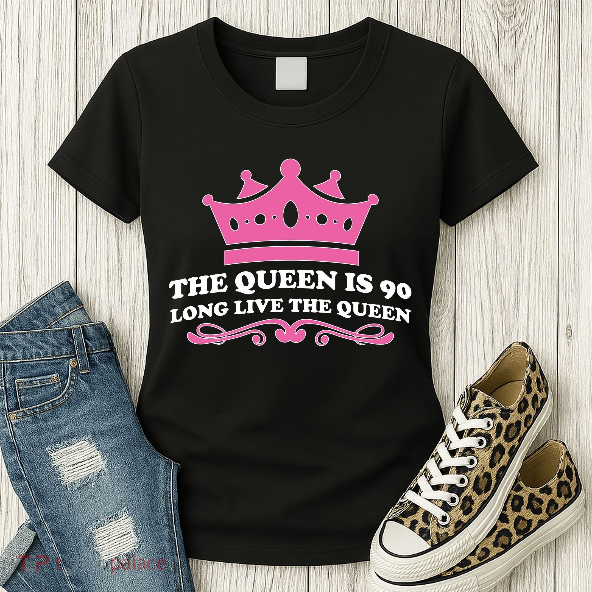 The Queen Is 90 Funny 90th Birthday Women's T-Shirt