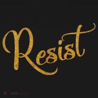 The Resistance Resist Gold Script Logo Anti-Trump USA-Made Doggie Bandana thumb 2