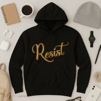 The Resistance Resist Gold Script Logo Anti-Trump Hoodie thumb 3