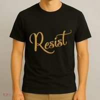 The Resistance Resist Gold Script Logo Anti-Trump T-Shirt thumb 3