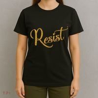 The Resistance Resist Gold Script Logo Anti-Trump T-Shirt thumb 4