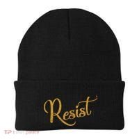 The Resistance Resist Gold Script Logo Anti-Trump Beanie thumb 0