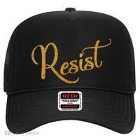 The Resistance Resist Gold Script Logo Anti-Trump Hat thumb 0