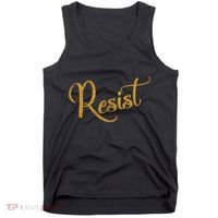 The Resistance Resist Gold Script Logo Anti-Trump Tank Top thumb 0