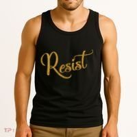 The Resistance Resist Gold Script Logo Anti-Trump Tank Top thumb 3