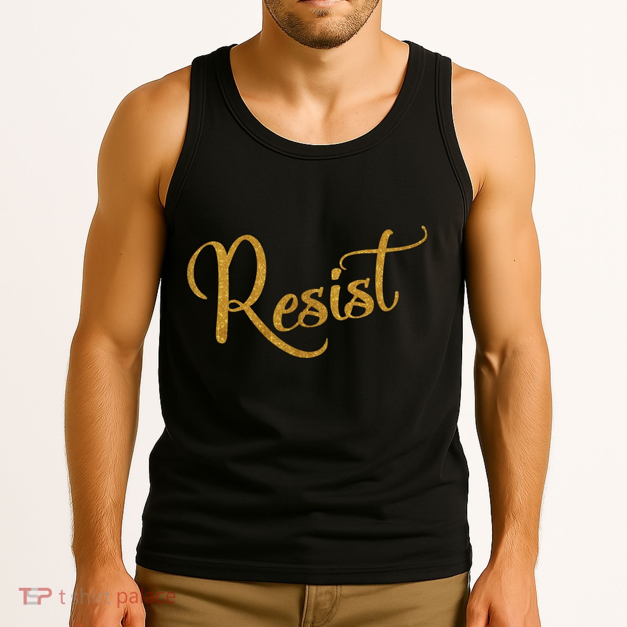 The Resistance Resist Gold Script Logo Anti-Trump Tank Top