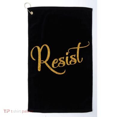The Resistance Resist Gold Script Logo Anti-Trump Golf Towel