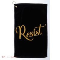 The Resistance Resist Gold Script Logo Anti-Trump Golf Towel thumb 0