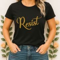 The Resistance Resist Gold Script Logo Anti-Trump Women's T-Shirt thumb 2
