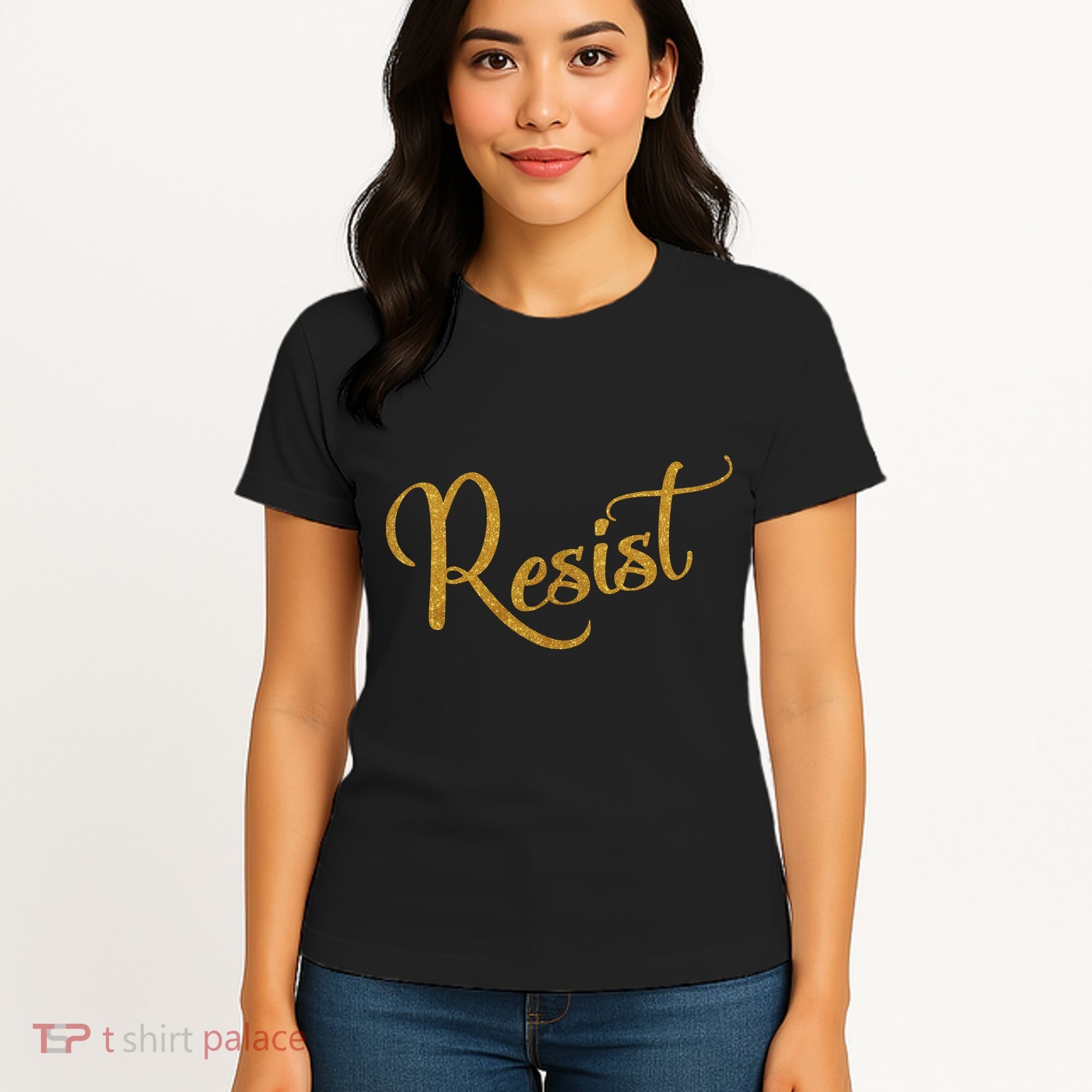 The Resistance Resist Gold Script Logo Anti-Trump Women's T-Shirt