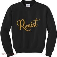 The Resistance Resist Gold Script Logo Anti-Trump Kids Sweatshirt thumb 0