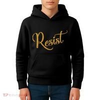 The Resistance Resist Gold Script Logo Anti-Trump Kids Hoodie thumb 4
