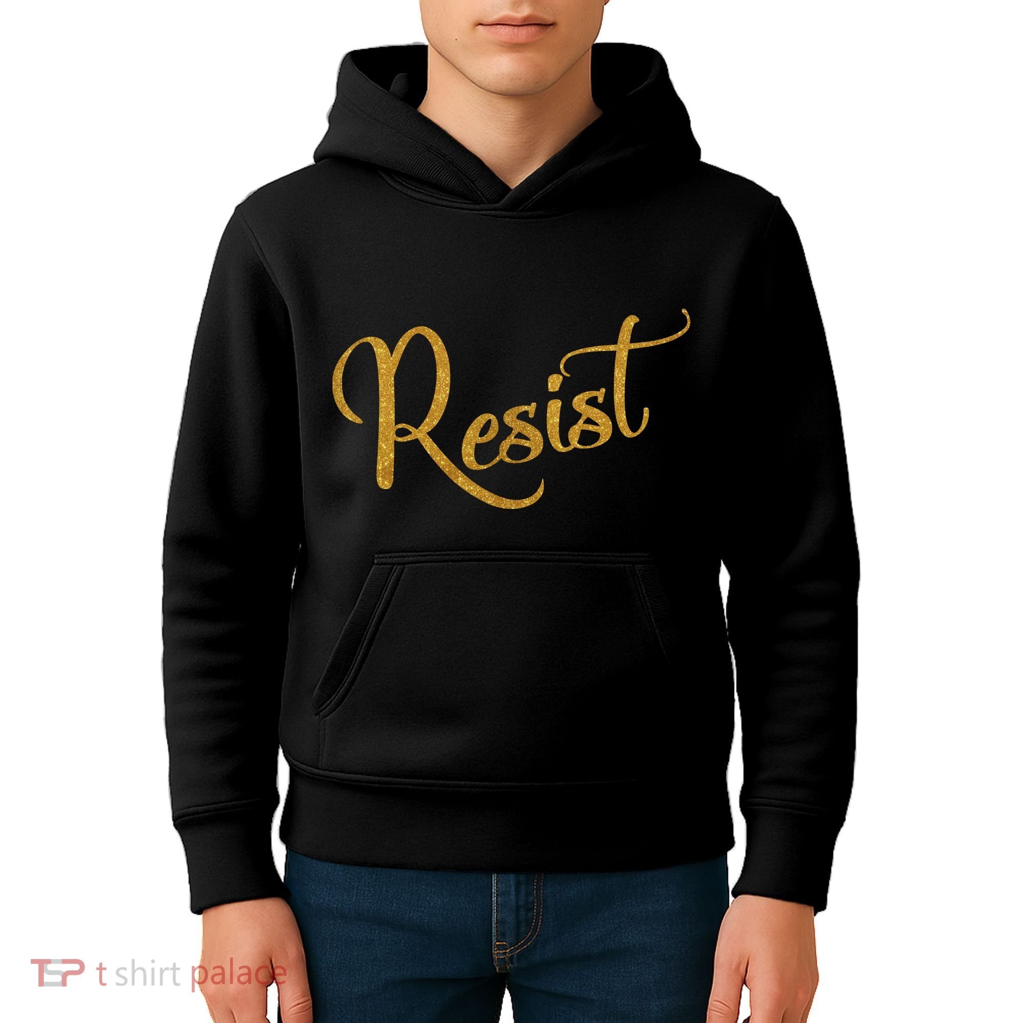 The Resistance Resist Gold Script Logo Anti-Trump Kids Hoodie