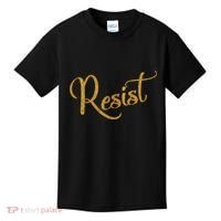 The Resistance Resist Gold Script Logo Anti-Trump Kids T-Shirt thumb 0