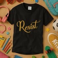 The Resistance Resist Gold Script Logo Anti-Trump Kids T-Shirt thumb 3