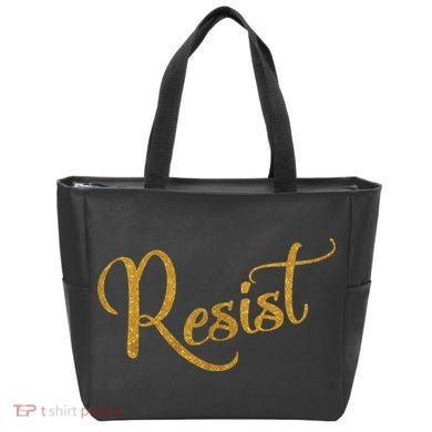 The Resistance Resist Gold Script Logo Anti-Trump Tote Bag