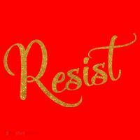 The Resistance Resist Gold Script Logo Anti-Trump Santa Hat thumb 1