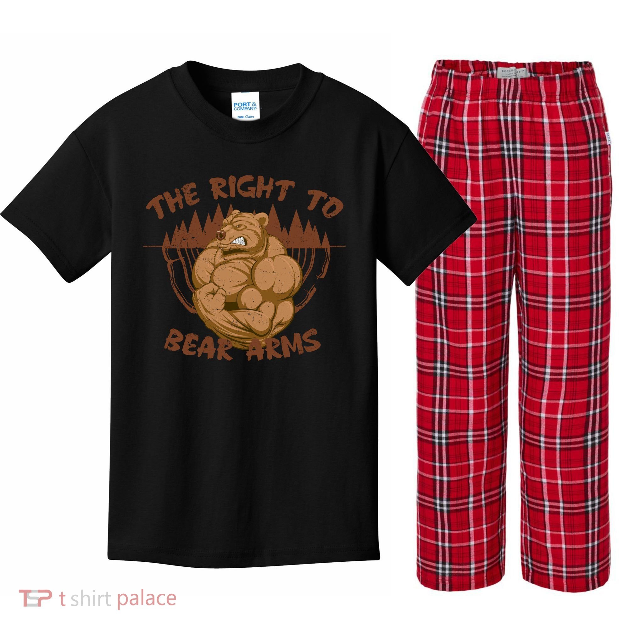 The Right To Bear Arms Kids Plaid Pajama Set